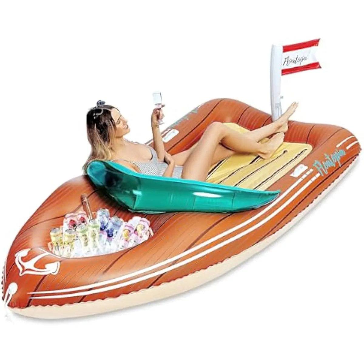JOYIN Giant Boat Float with Cooler - Inflatable Boat Funny Pool Floats Raft with Reinforced Cooler, Lounge Floaties Beach Lake Toys Fun in Summer Swimming Pool Party Decorations for Kids & AdultsDealsForYouDays