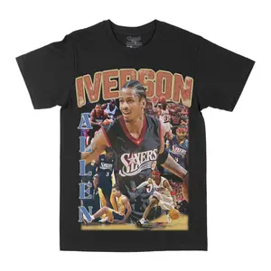 Allen Iverson Step Over Graphic Tee, Y2K Rap Streetwear T-Shirt, Unisex Crew Neck, Vintage Hip-Hop Graphic, Sports Style, Casual Cotton Fit