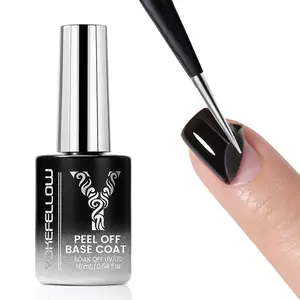 YOKEFELLOW Peel Off Base Coat 16mL 0.54 fl.oz. HEMA-free TPO-free for Nail Practice Gel Beginner Friendly for Weak Thin Nails Peel Off Easy Removal DIY Manicure Perfect with Sandwich Dual Form