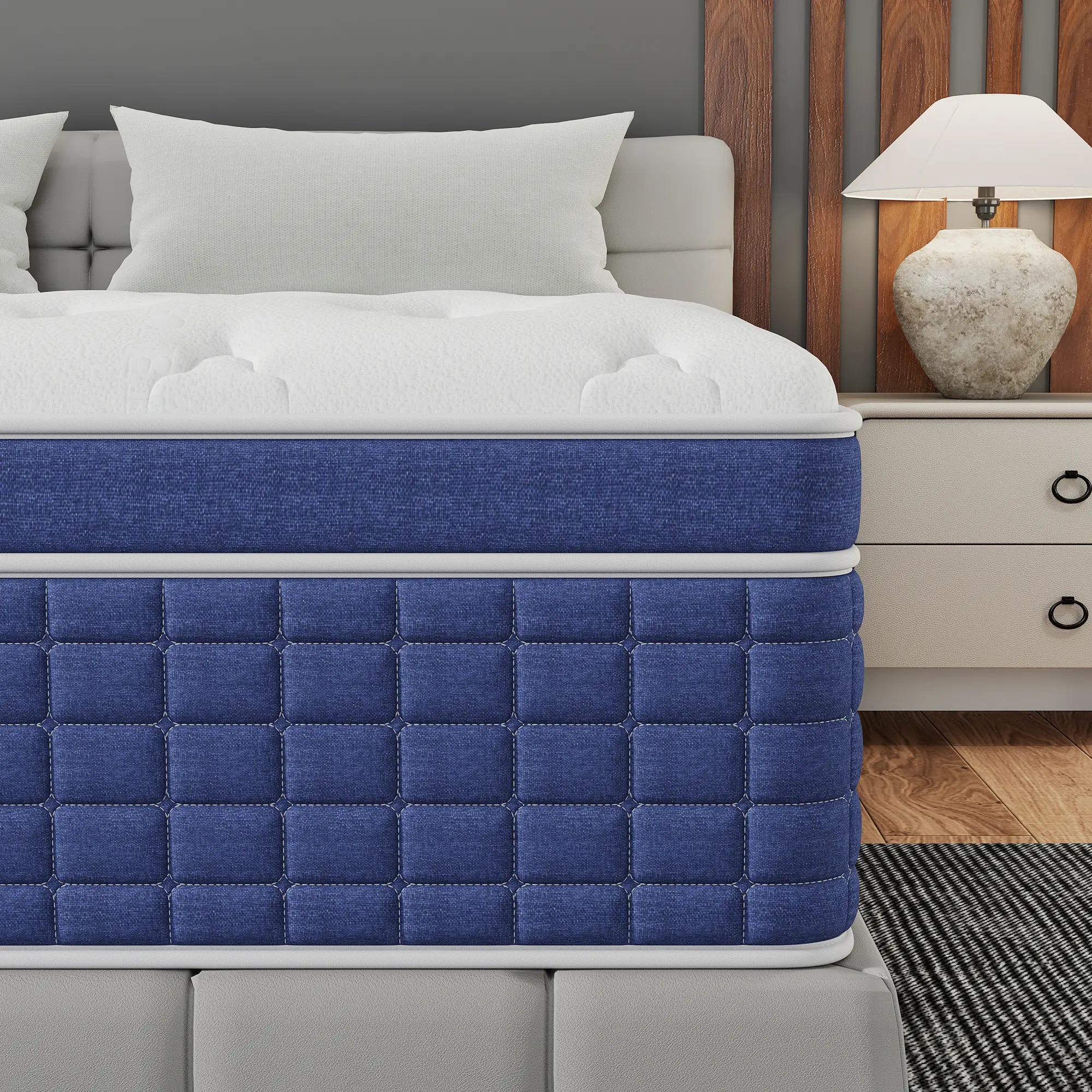 KORLOVY Multilayer Hybrid Mattress - 12"/14" Sizes (Twin, Full, Queen, King) - Medium Firm Pocket Spring & Memory Foam, Breathable, Cooler, High Quality, Motion Isolation Bed Mattress In A Box, Breathable Bed Mattress