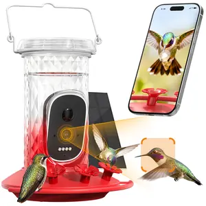 【AI Hummingbird Feeder Camera】2.5K HD • See Colors at Dusk • Solar Powered • IP66 Weatherproof Garden Gift