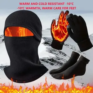 Winter Essentials Set: Cold Resistant Touchscreen Gloves, Thick Lined Socks, Windproof Balaclava Hat with Earflaps, Perfect Outdoor Warmth Gift