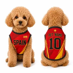 Personalized Spain Pet Soccer Jersey, Personalized Dog Cat Mesh Shirt, Custom Name Number