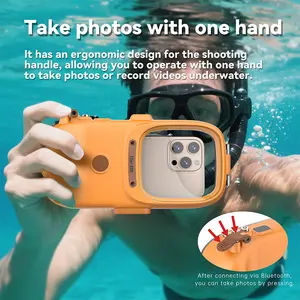 Professional Underwater Snorkeling Diving Phone Case for iPhone 16/15/14/13/12/11 Pro Max/XS/X Samsung Galaxy S25/S23/S22.[49ft/15m] Professional Scuba Dive Waterproof Case Underwater Photo Video Cover Orange