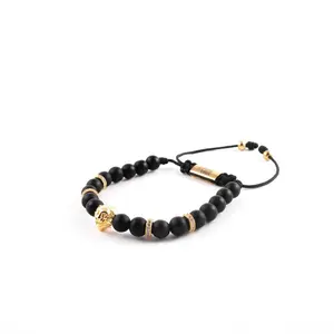 Matte Black Gold Lion Bracelet