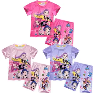 SHUJUAN Kpop Demon Hunters Kid Cartoon Anime Sleepwear Set, Fire Retardant Top & Loose Waist Shorts, Cute Fitted Pajamas for Kids