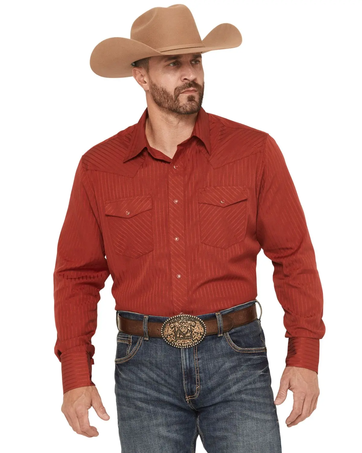 Wrangler Men's Men'S Tonal Striped Long Sleeve Pearl Snap Western Shirt - 1075740Wn
