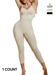 Women's Solid Adjustable Strap Shapewear Bodysuit, High Stretch Tummy Control Bodysuit, Ladies High Compression Shapewear for All Seasons, Comfortable Shapewear, Body Shaping Underwear