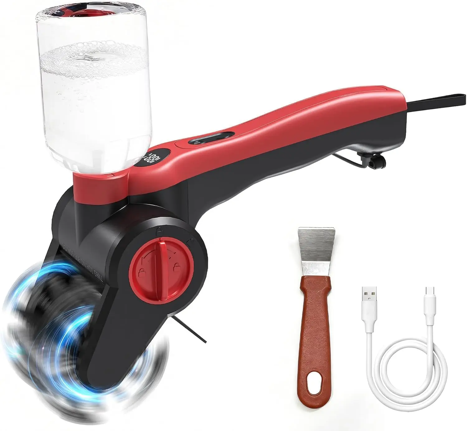 Electric Grill Brush with Water Spray System, Cordless BBQ Grill Cleaner, Rechargeable Power Scrubber for Gas, Charcoal & Pellet Grills, IPX8 Waterproof Grill Cleaning Brush with Scraper & Case