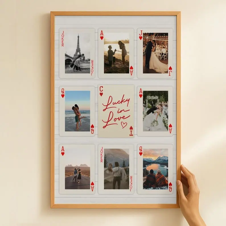 Personalized Couple Photo Poster, How Lucky Are We Playing Card Style Custom Wall Art, Romantic Photo Print for Couples, Engagement Gift for Him or Her, Modern Love Home Decor