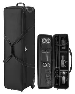 Studio Equipment Trolley Case 51.57 X 14.37 X 14.96 Inches Rolling Camera Carry Bag For Photo And Video Gear, Heavy-Duty Portable Transport Case With Padded Foam Inserts, Rugged Aluminum Frame And Weather-Resistant Build