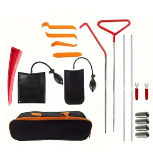 18 piece professional car repair tool set, portable car and truck maintenance group, with storage bag included, including emergency door dent repair tool, emergency door opening tool, Car Tool Kit