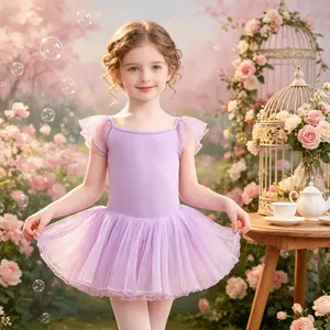 Girls Lavender Ballet Tutu Dress - Soft Tulle Flutter Sleeve Dance Costume for Toddlers