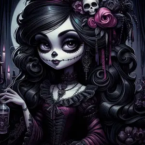 5D DIY Full Drill Round Diamond Painting - Diamond Art Kit Rose, Skull, Candle Holder. Mosaic, Canvas - DIY Decorative Painting, Home Wall Decor, Suitable for Halloween, Christmas, Birthday, and Anniversary Gifts.