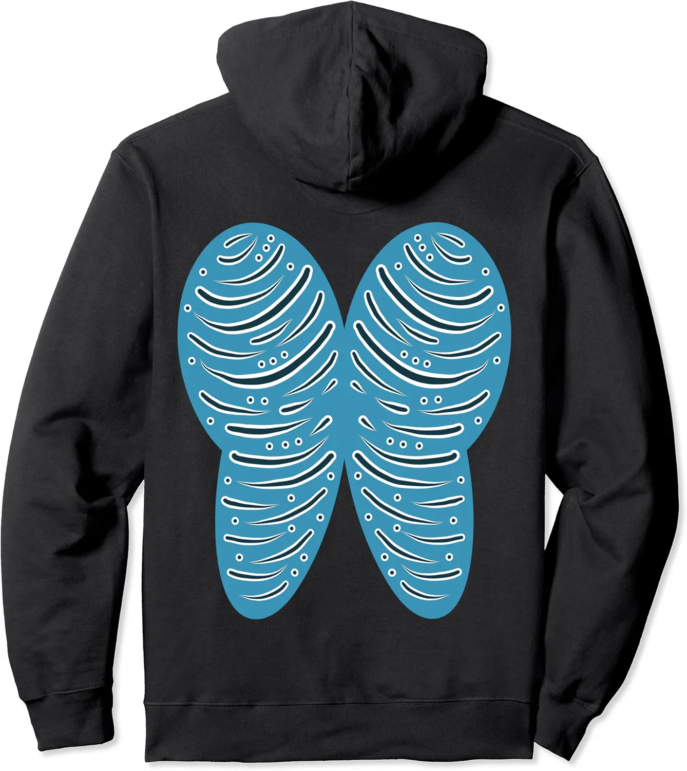 Turquoise Tiger-Striped Butterfly Wings Pullover Hoodie - Joelalbe Shop 80B0D7781MGR