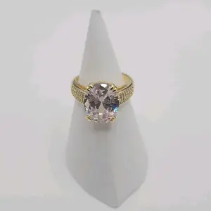 Elegant Clear Stones Laminated Gold Rings adjustable Sizes 6 to 8, Top 12mm Bottom 3mm Sparkling Design for Any Occasion