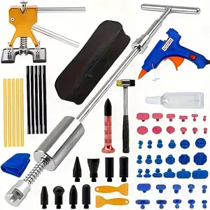 70pcs Dent Puller Kit: Comprehensive Car Dent Repair Kit,Paintless Dent Removal Kit with T-Bar,  ,  Professional Car Dent Repair Tools Paintless Dent Repair Kit