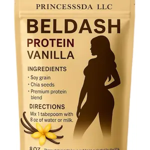 Princesssda LLC Beldash Protein Vanilla 8oz - Soy Grain & Chia Seeds Premium Protein Blend for Mix with Water or Milk