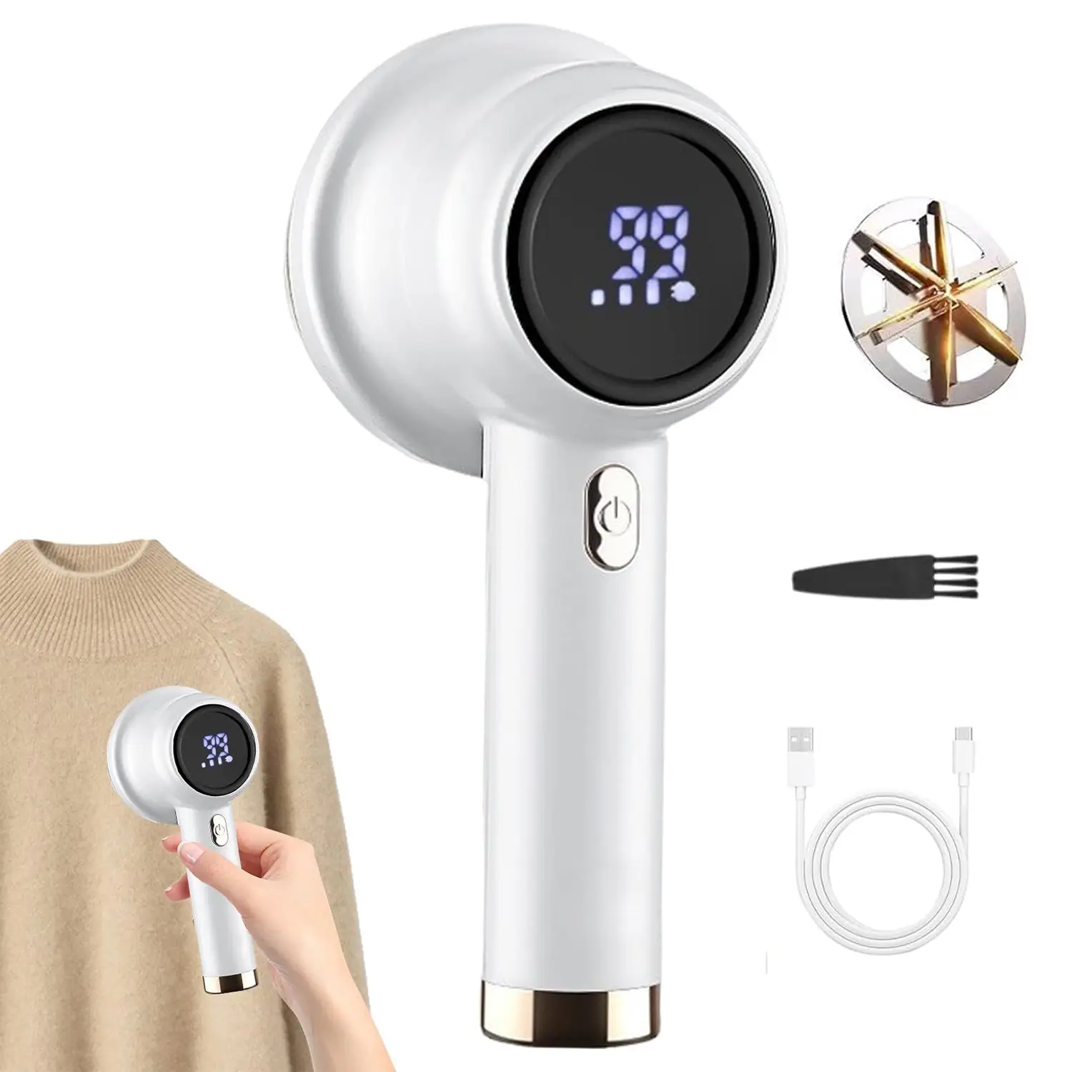 Fabric Shaver, lint remover machine,Thread Trimmer, Sweater Shaver, Rechargeable Fuzz Remover, LED Digital Display Fabric Shaver for Furniture, Sweate