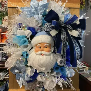 Frosty Blue light up Santa Wreath
