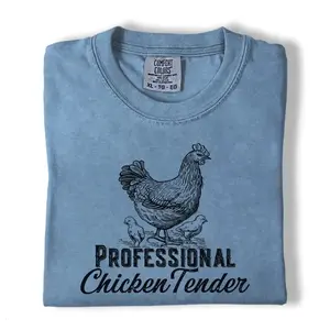 Comfort Colors Professional Chicken Tender Shirt, Funny Chicken Shirt, Farm Animal Graphic Tee, Gift for Backyard Chicken Keepers - KitchenEra