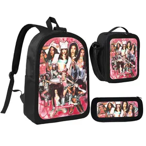 Trendy Katseye Print Backpack for Teen Girls, 3PCS Fashion School Bag Set with Thermal Lunch Bag and Zipper Pencil Case, Large Capacity Casual Daypack for School Daily Travel