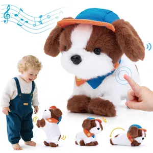 hahaland Interactive Plush Robot Puppy Toy for Kids Voice-Controlled Talking Dog with 12 Commands Singing Dancing Emotional Support Pet Gift for Boys Girls Ages 3+ Cute Valentine's Day Easter Gift for Kids