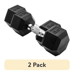 (2 pack) CAP Barbell, 20lb Rubber Hex Dumbbell, Single