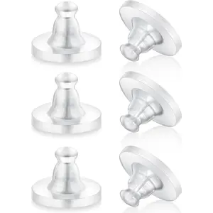 100pcs Soft Clear Hypoallergenic Silicone Rubber Earring Backs Replacement Safety Back Stoppers for Stud Earrings
