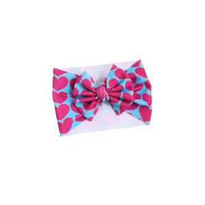 Cora HEADWRAP Soft Bullet Fabric Valentine's Day Hearts Bow for Babies 6 Months & Up - Pre-Tied & Stretchy - Perfect Baby Accessory