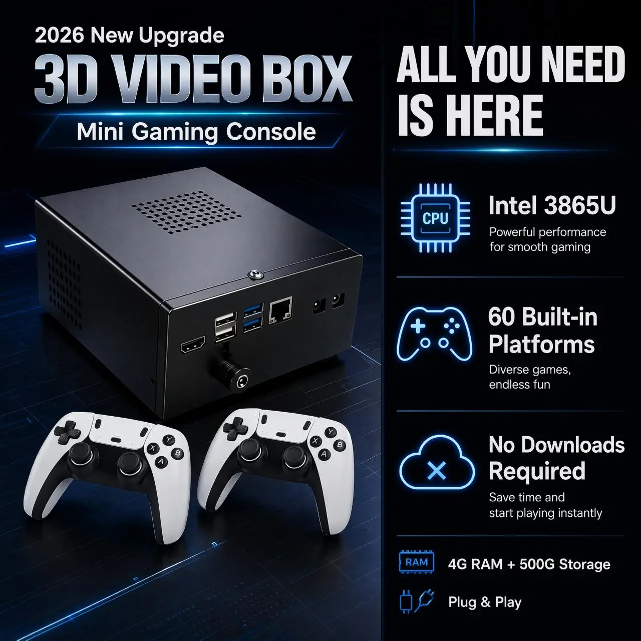 upgraded ddr4 Super R3 Box Plug and Play on TV Wireless Controller Support Dual System 3865U Perfect for Home Entertainment