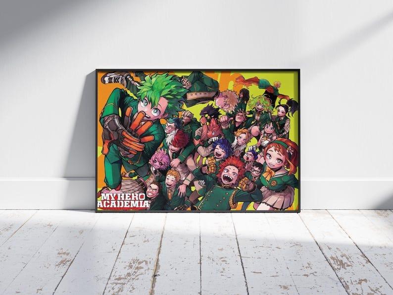 My Hero Academia Poster, Class 1-A Anime Wall Art, Deku and Friends Colorful Print, Anime Decor for Kids Room