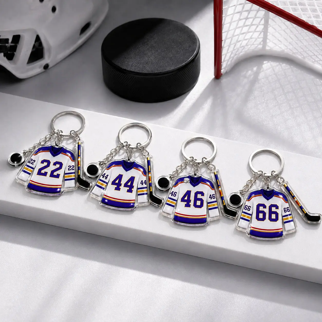 4PCS Numbered T-Shirt Keychain Set, Sports Themed Acrylic Pendant for Daily School Bags & Purses, Birthday Gift for Readers, Unisex, Basic, Campus, Everyday Wear, Double Ring