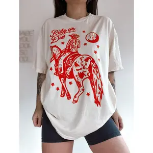 Ride or Die Cowgirl Horse Shirt, Aesthetic Trendy Western graphic tee, vintage inspired graphic tee