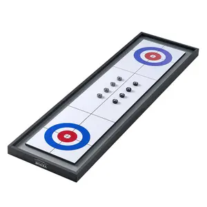 VEVOR Shuffleboard and Curling 2 in 1 Board Games, TikTokShopBlackFriday, 45" Portable Tabletop Set, Two Sided Tabletop Shuffleboard with 8 Rolling Pucks, Shuffleboard and Curling Combo Game Set for Kids and Family