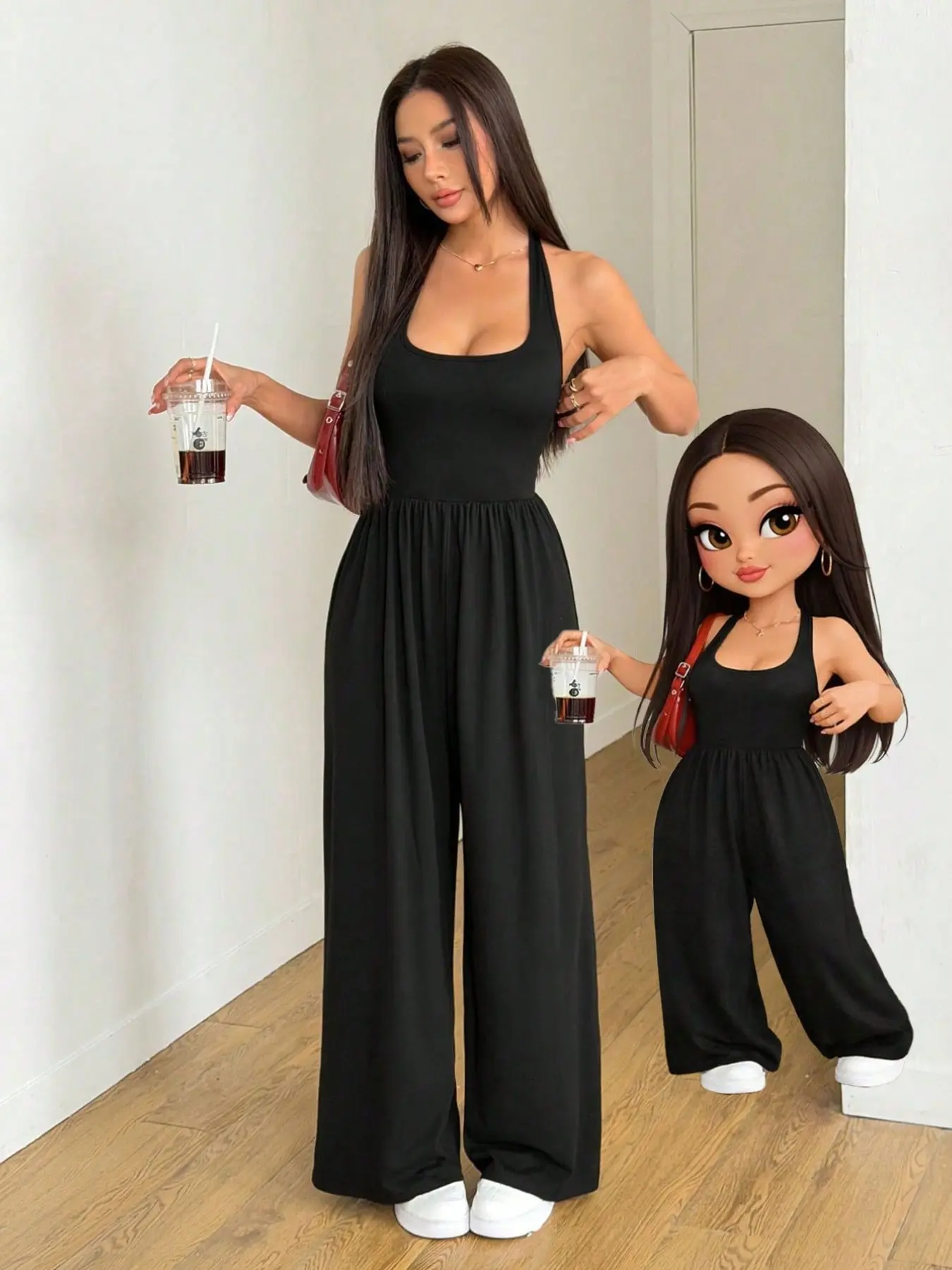 Women's Halter Neck Wide Leg Romper Overalls, Loose Fit High Waist Slimming, Casual Chic Style Essential, Perfect for Daily Wear, Parties, Vacations