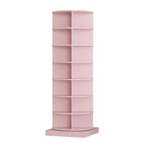 [SOIYELIFE] new 360 pink rotating shoe cabinet with 7 layers can accommodate up to 28 Paris shoes display storage shelf