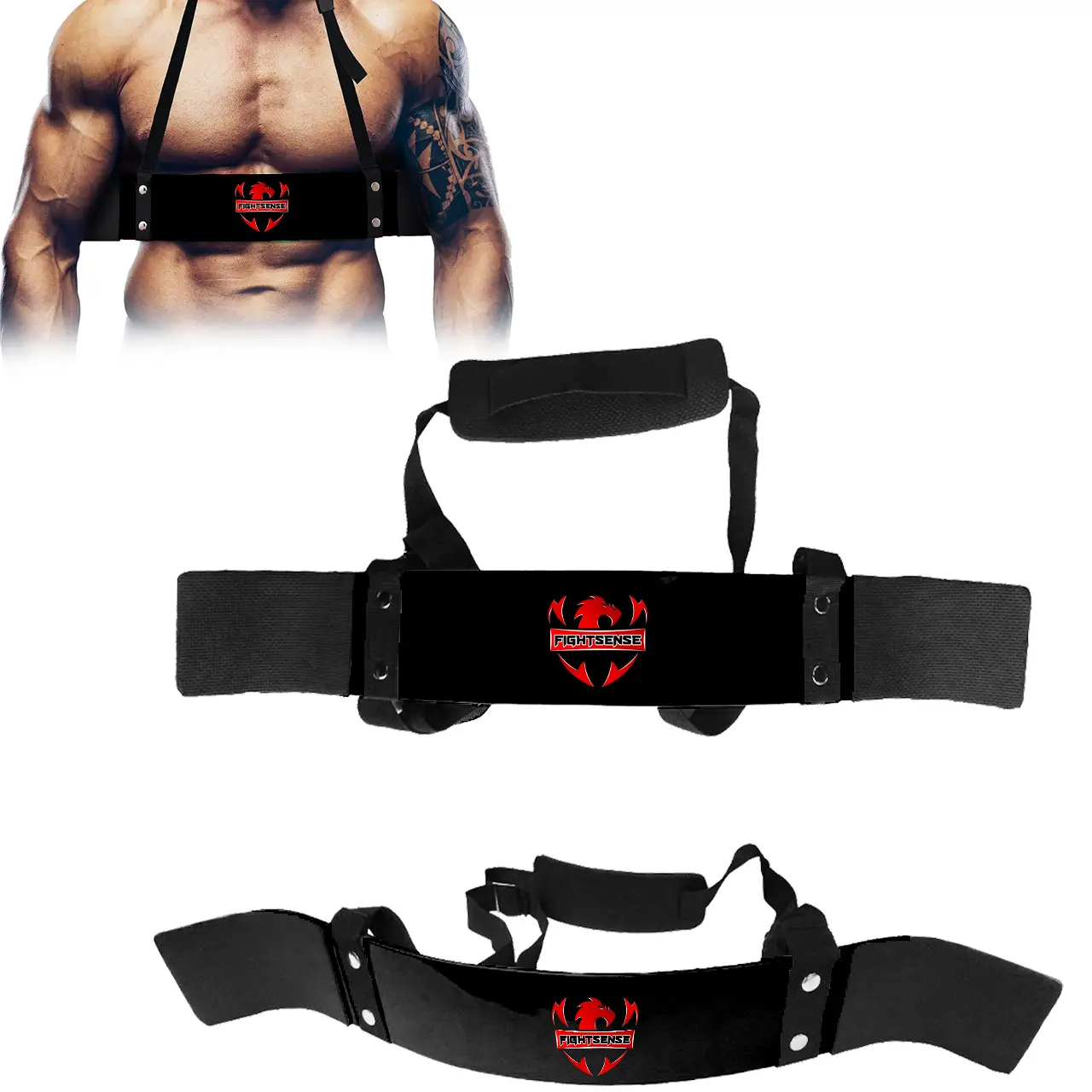 FIGHTSENSE Arm Blaster Biceps Curl Triceps Muscle Isolator Bomber Fitness Gym Workout Training Support Black