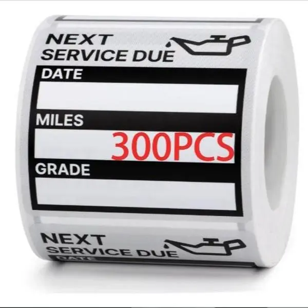 for Oil Change Stickers Vinyl 300 Pcs 2”x 2” Service Black Stickers, Next Service Due Reminder Sticker Labels, Easy to Write on, Easy to Peel with No Residue