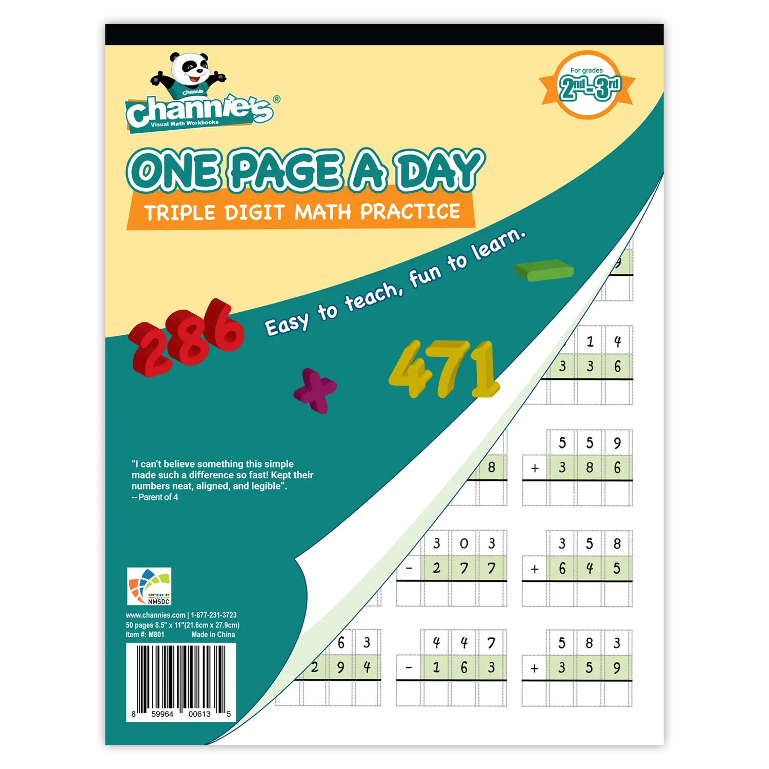 One Page A Day Triple Digit Math Workbook – Visual Addition & Subtraction Practice for Grades 2–3