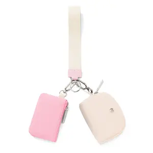 Mamona Fashion Zip Around Wristlet Keychain Wallet, Mini Keychain Wristlet Wallets for Women , Portable Detachable Keychain Wallet