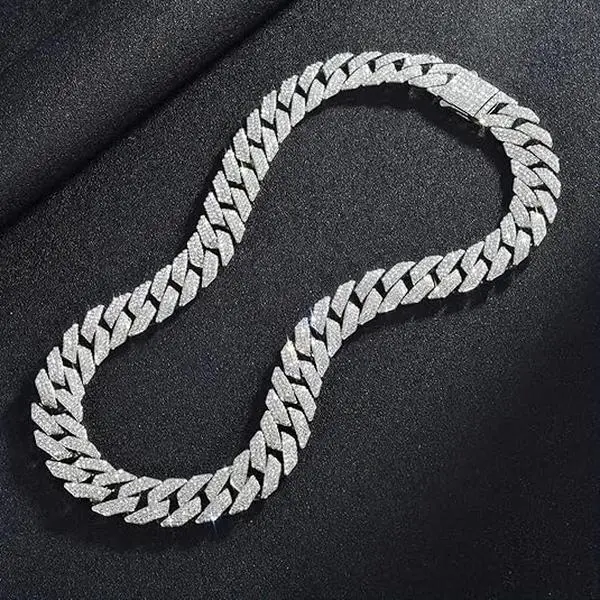 Men's Iced Out Cuban Link Chain - Alloy Metal Jewelry with Diamonds, Thick Silver-Gold Options, Party Wear Hip Hop Necklace & Bracelet for Fitness Enthusiasts