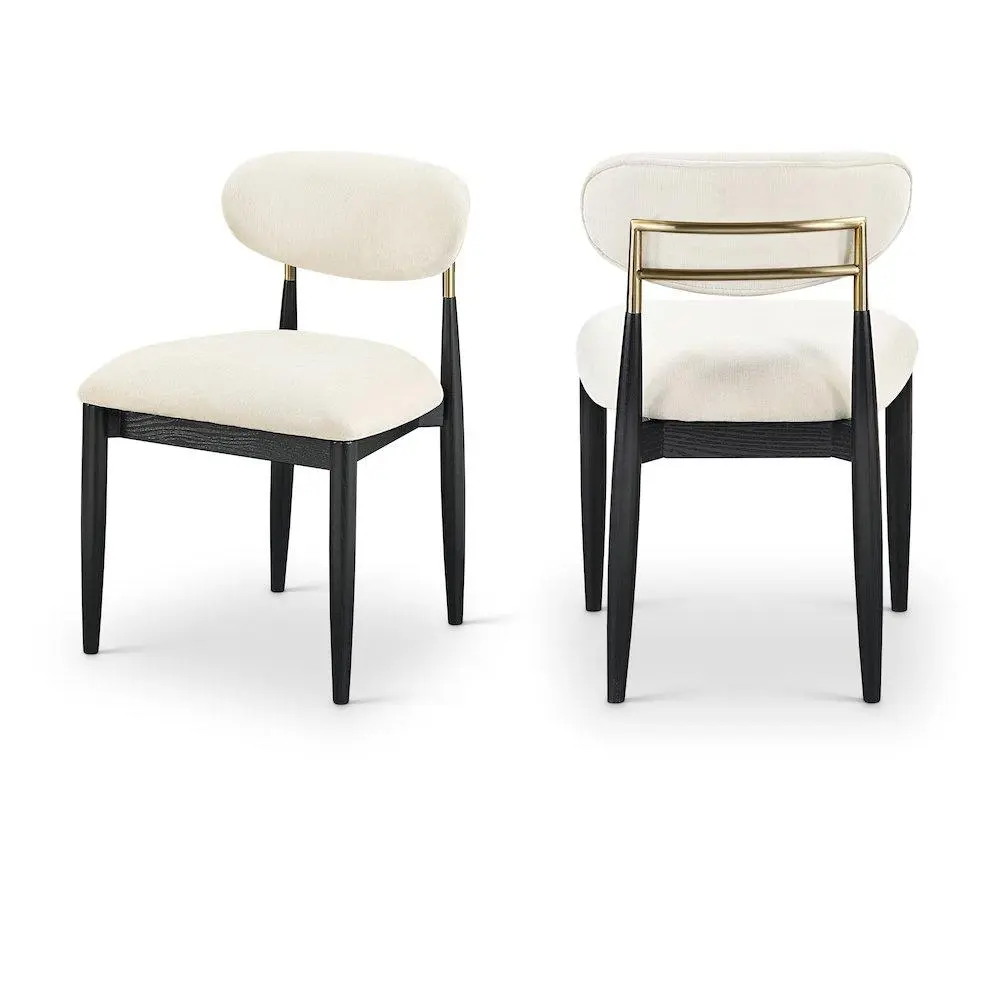 Riccio Beige Performance Fabric Upholstered Dining Side Chairs, Set of 2, with Upholstered Seat, Dining Chairs