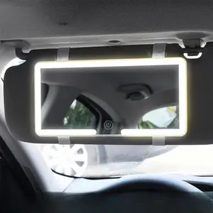Car Sun Visor Makeup Mirror, LED Touch Screen Adjustable Brightness Auto Interior Makeup HD Mirror, Rechargeable Vanity Mirror,fun car accessories,girly car accessories,car decor,Car stuff