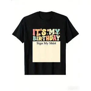 Customizable Cotton T shirt for Kids Birthday Party Featuring Signature Panel and Name Signing Area Comfortable Breathable Top Ideal for Ages 4 to 10 Machine Washable Gift Replacement