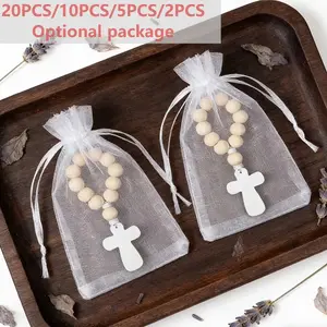20pcs/10pcs/5pcs/2pcs portable prayer cross gifts, personal sanctuaries specially made for the soul, Mother's Day gifts and Father's Day gifts, which are suitable for church use and easy to carry daily. Wooden baptismal beaded suit Easter gift