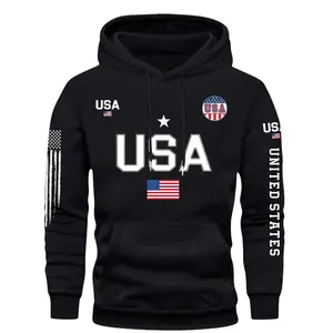 USA flag print T-Shirts, Crewneck Sweatshirts & Pullover Hoodie, United States letter print unisex casual knit fabric pullover for students and couples fashion hoodie for autumn and winter