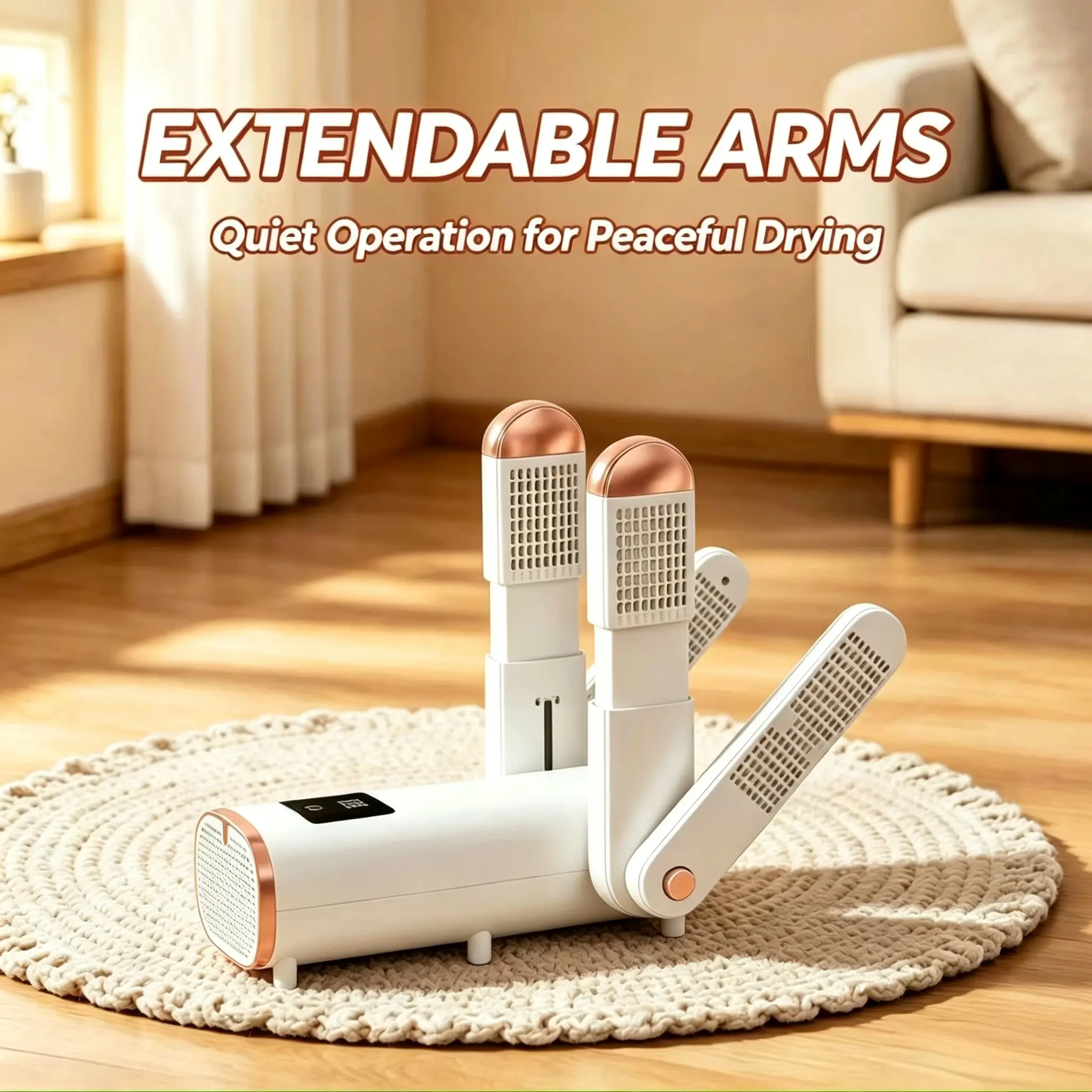 Telescopic Foldable 4 Arm Shoe Dryer, Electric Shoe Drying Machine, Intelligent Timing Deodorizer for Sneakers Socks Home Dorm Use