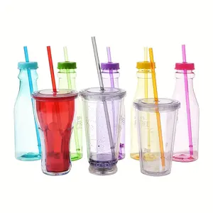 Reusable Straws with Brush, 12pcs/set Colorful Straws, Drinking Straws for Fruit Juice, Bar Utensils, Kitchen Utensils, Bar Utensils, Plastic Reusable Straw