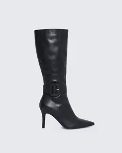 Eunji Black Vegan Leather Boot